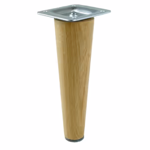 Noga dębowa z blachą montażową ND20 - lakier bezbarwny / stożek wys. 20 cm