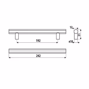 Reling RE33 - czarny mat / rozstaw 192 mm