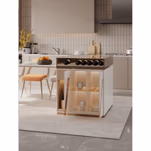Rozkładany stół z barkiem 180/250x90 - biały/złoty
