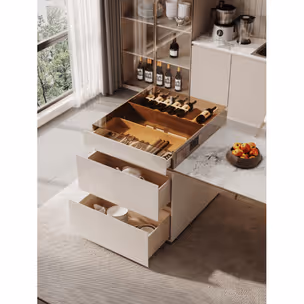 Rozkładany stół z barkiem 180/250x90 - biały/złoty