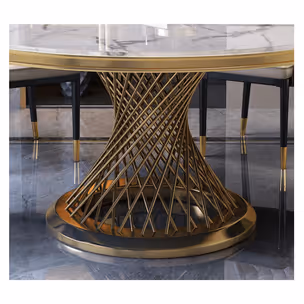 Stół okrągły EMPORIO GOLD 150 cm - biały/złoty