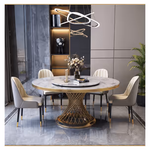 Stół okrągły EMPORIO GOLD 150 cm - biały/złoty