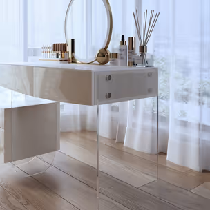 Toaletka z pufą i lustrem CRYSTAL