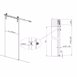 Zestaw DESIGN LINE Rea RE20 do 1 drzwi / dł. 200 cm / 100 kg