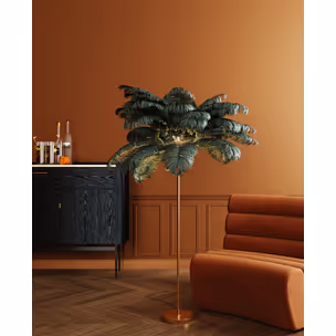 Lampa podłogowa FEATHER PALM - zielony/złoty
