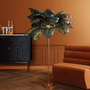 Lampa podłogowa FEATHER PALM - zielony/złoty