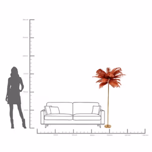 Lampa podłogowa FEATHER PALM - rdzawy/złoty