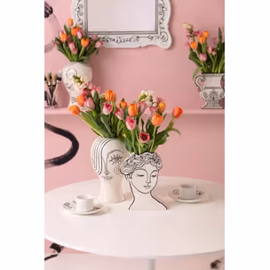 Wazon ceramiczny FAVOLA LADY 26 - biały/czarny