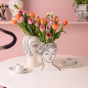 Wazon ceramiczny FAVOLA LADY 26 - biały/czarny