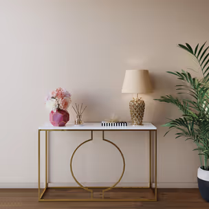 Konsola MIAMI LOFT - biały marmur/złoty