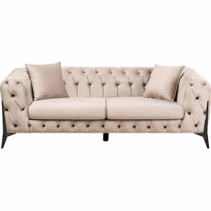 Sofa 2-osobowa welurowa BELLISSIMA - taupe/czarny