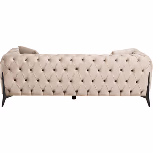 Sofa 2-osobowa welurowa BELLISSIMA - taupe/czarny