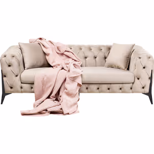 Sofa 2-osobowa welurowa BELLISSIMA - taupe/czarny