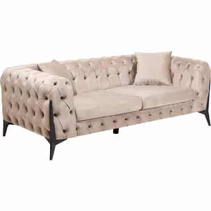 Sofa 2-osobowa welurowa BELLISSIMA - taupe/czarny