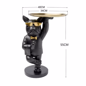 Stolik pomocniczy COOL BULLDOG TRAY 40x34 - czarny/złoty