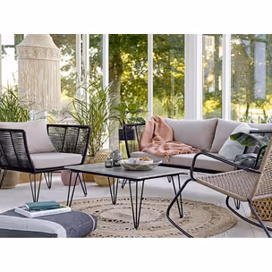 Fotel ogrodowy MUNDO LOUNGE - beżowy/czarny