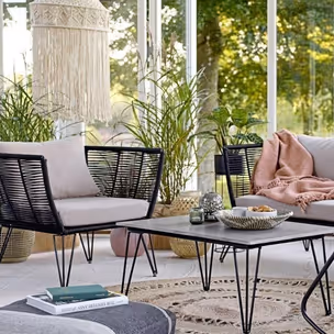 Fotel ogrodowy MUNDO LOUNGE - beżowy/czarny