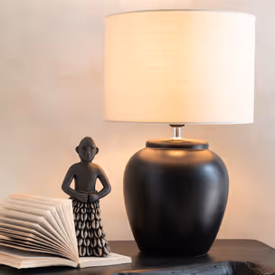 Lampa stołowa MELI - czarny/beżowy