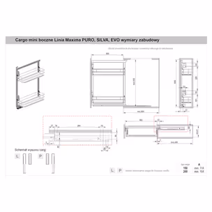 MAXIMA PURO Cargo mini boczne 200 prawe L-480 metal/szkło biały mat/bezbarwny