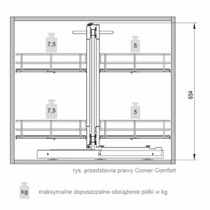 MAXIMA PURO Corner Comfort 1000 lewy metal/drewno czarny mat/dąb