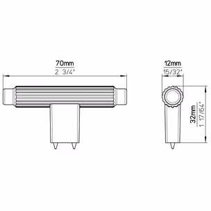 Gałka w kształcie litery T 2594 - czarny mat / 70 mm