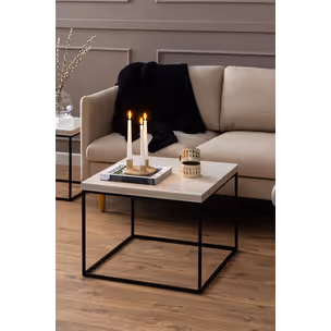 Stolik kawowy BAROSSA 60x60 - beżowy/czarny