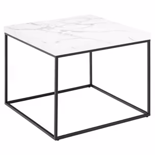 Stolik kawowy BAROSSA 60x60 - biały marmur/czarny
