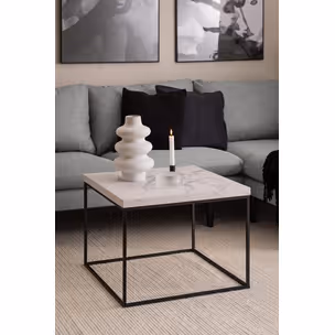Stolik kawowy BAROSSA 60x60 - biały marmur/czarny