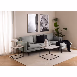 Stolik kawowy BAROSSA 60x60 - biały marmur/czarny