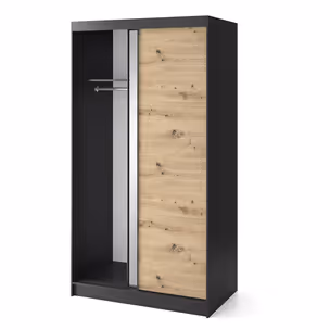 Szafa przesuwna z lustrem ESVILLE 2-drzwiowa - dąb artisan/czarny mat
