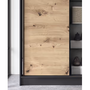 Szafa przesuwna z lustrem ESVILLE 2-drzwiowa - dąb artisan/czarny mat