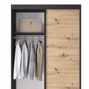 Szafa przesuwna ESVILLE 2-drzwiowa - dąb artisan/czarny mat