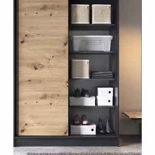 Szafa przesuwna ESVILLE 2-drzwiowa - dąb artisan/czarny mat