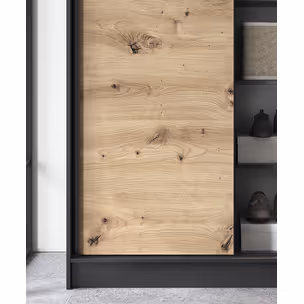 Szafa przesuwna ESVILLE 2-drzwiowa - dąb artisan/czarny mat