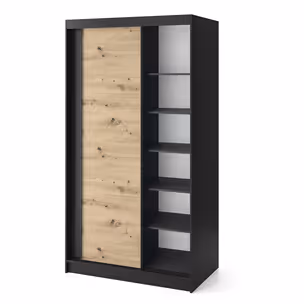 Szafa przesuwna ESVILLE 2-drzwiowa - dąb artisan/czarny mat
