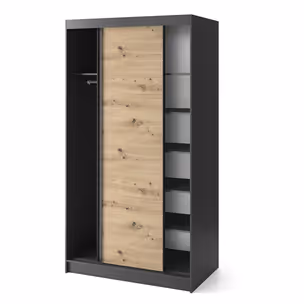 Szafa przesuwna ESVILLE 2-drzwiowa - dąb artisan/czarny mat
