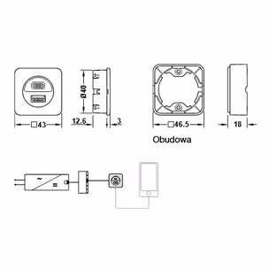 Stacja ładująca USB, Häfele Loox5 24V / Biały