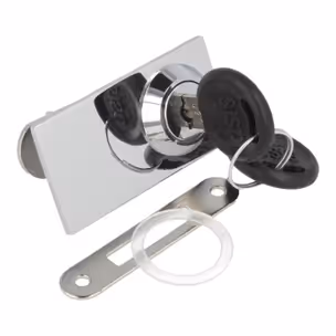 Zamek do szklanych drzwi Siso X-916 CAM06 - chrom / system 1 klucza