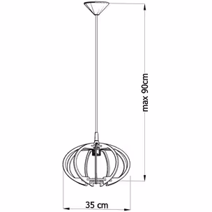 Lampa wisząca z kloszem ze sklejki 35x90 cm naturalna