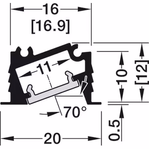 Profil wpuszczany LOOX5 1106 do taśm LED 5 mm - aluminium/czarny / dł. 300 cm