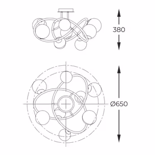 Lampa sufitowa NISYRO MX4922-8-EBGN - czarny/złoty