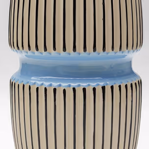 Wazon porcelanowy CALABRIA - biało-czarny / niebieski