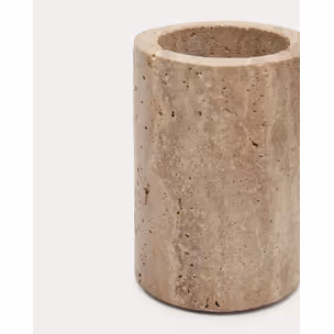 Kubek łazienkowy z beżowego trawertynu Ø7x11 cm
