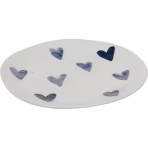 Talerz deserowy CUORI 22 cm - biały/niebieski