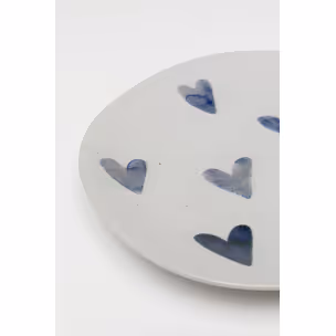 Talerz deserowy CUORI 22 cm - biały/niebieski