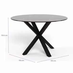 Stół okrągły HEAVEN 119 cm - transparentny/czarny