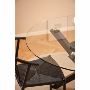 Stół okrągły HEAVEN 119 cm - transparentny/czarny