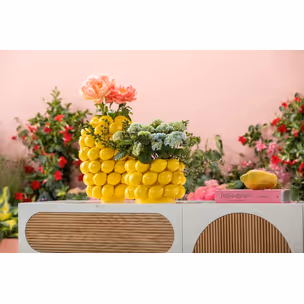 Wazon z porcelany LEMON JUICE 19 cm - żółty
