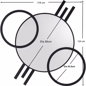 Lustro ścienne w stalowej ramie TRIPLE CIRCLE 124x119 - czarny