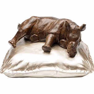 Figurka dekoracyjna SLEEPING RHINO - brązowy/złoty